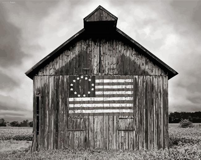 American Black And White Barn Painting By Numbers Kits