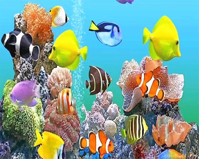 Tropical Fishes In Deep Sea Painting By Numbers Kits