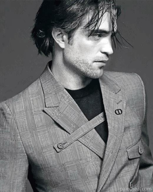 White And Black Robert Pattinson Actor Painting By Numbers Kits