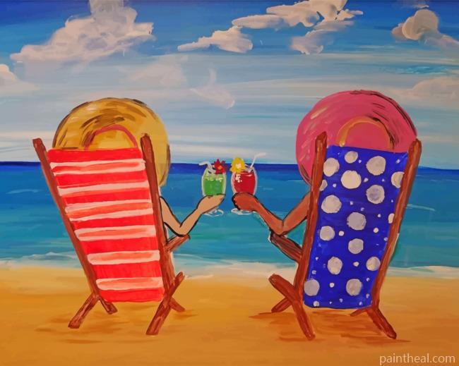 Besties In Beach Painting By Numbers Kits