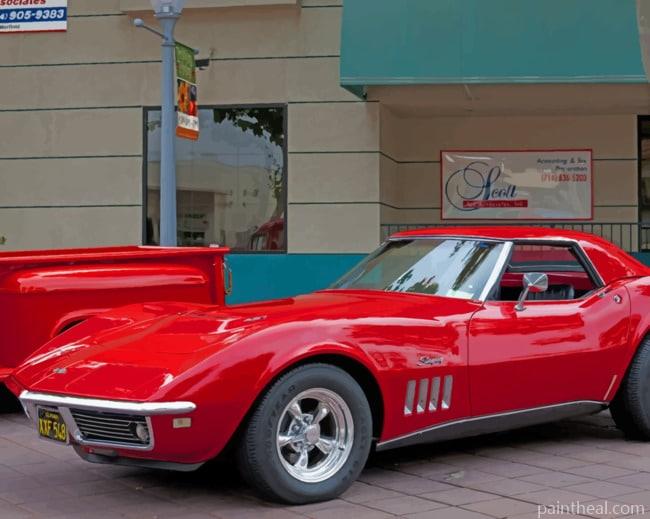 Red Classic Chevrolet Corvette Painting By Numbers Kits