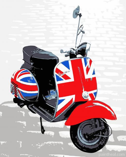 English Red Lambretta Painting By Numbers Kits
