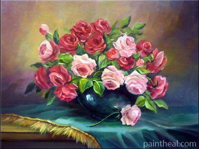 Roses Bouquet In Vase Painting By Numbers Kits