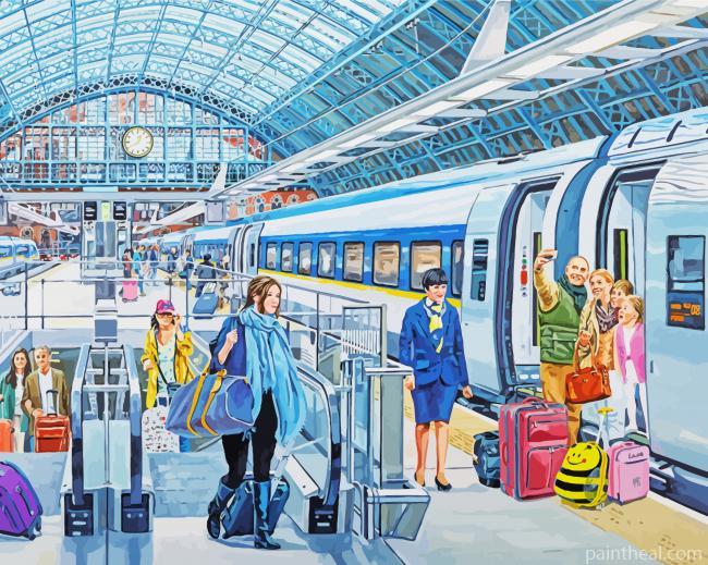 Inside The Train Station Painting By Numbers Kits