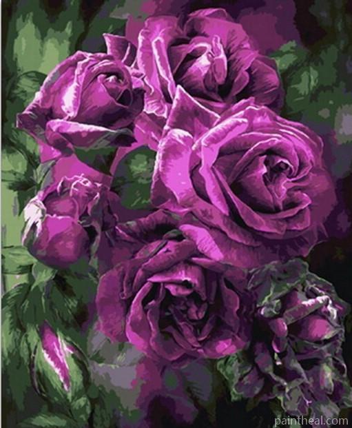 Purple Roses Bouquet Painting By Numbers Kits