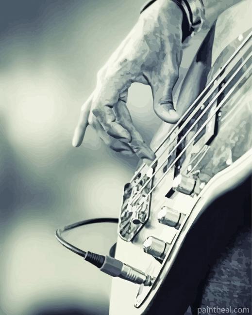 Black And White Bass Player Painting By Numbers Kits