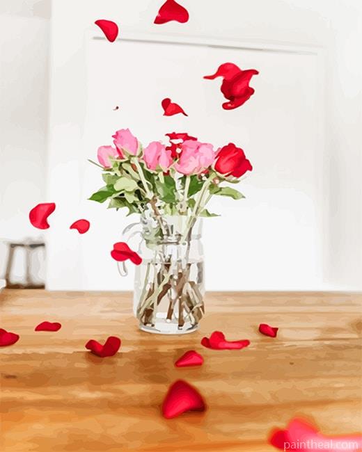 Red Pink Flowers Painting By Numbers Kits