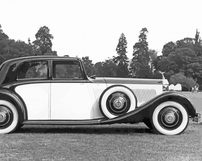 Black And White Vintage Rolls Royce Painting By Numbers Kits