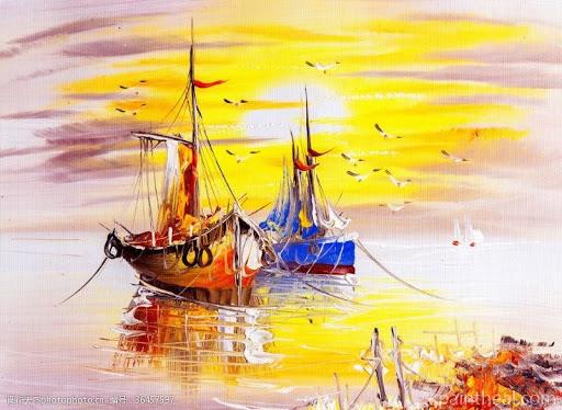 Warm Yellow Sunset and Ships Seascape Painting By Numbers Kits