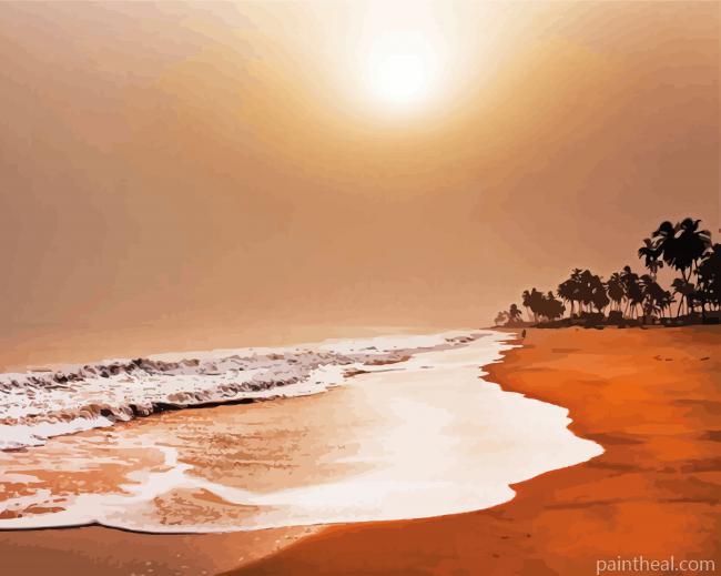 Sunset At Ghana Beach Painting By Numbers Kits