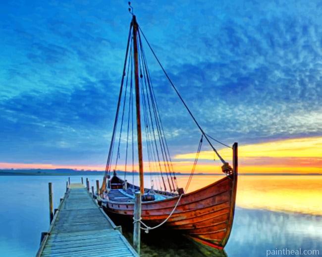 Boat With Jetty Painting By Numbers Kits