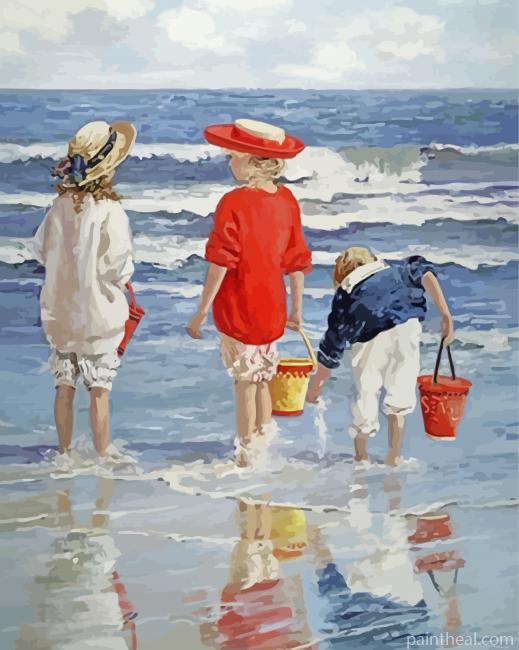Aesthetic Kids Play By Seaside Painting By Numbers Kits