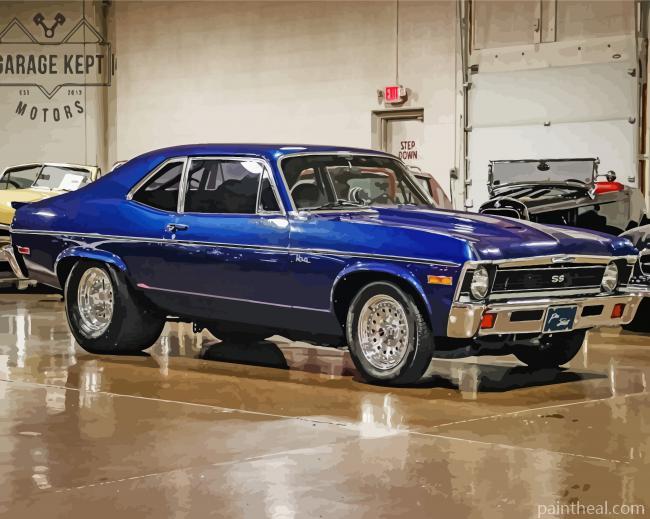 Blue Chevy Nova Painting By Numbers Kits