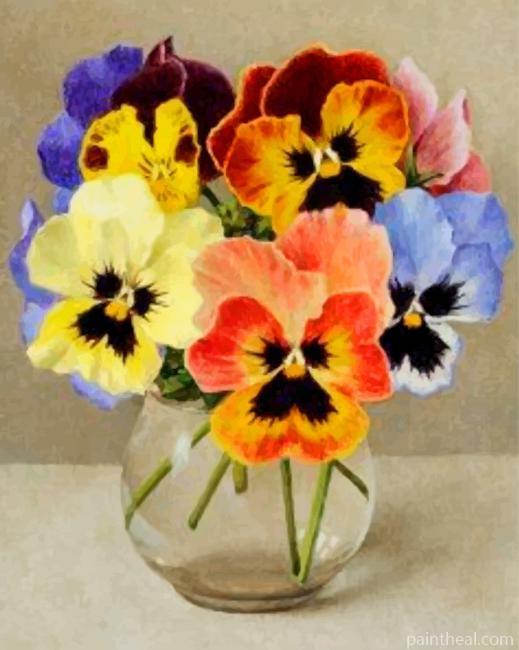 Vintage Pansy Flowers Painting By Numbers Kits