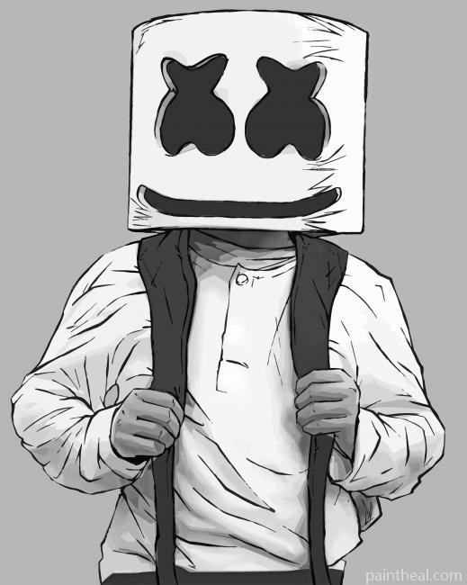 Black And White Marshmello NEW Painting By Numbers Kits