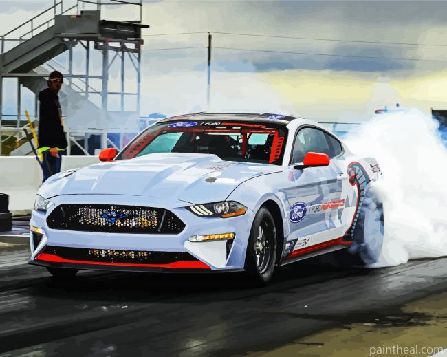 White Car Drag Racing Painting By Numbers Kits