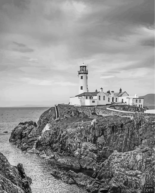 Black And White Fanad Head Lighthouse Painting By Numbers Kits
