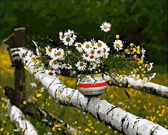 Daisies Flowers Vase Painting By Numbers Kits