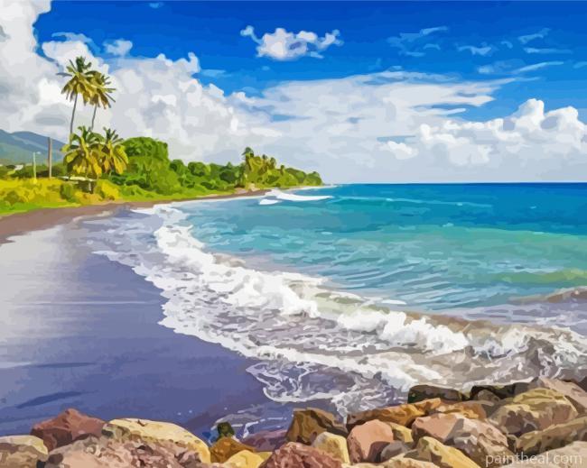 Saint Kitts And Nevis Beach Rocks Painting By Numbers Kits