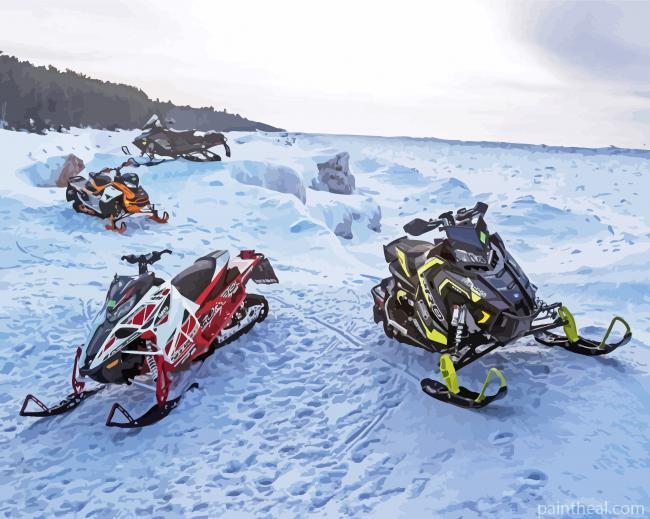 Snowmobiles Painting By Numbers Kits
