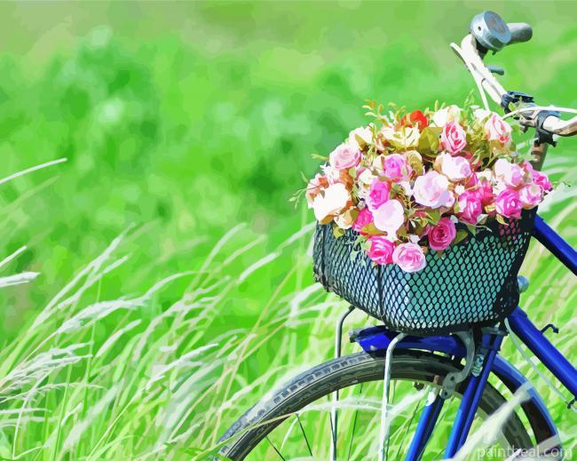 Flowers Bike Painting By Numbers Kits