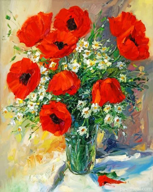 Aesthetic Red Poppies Painting By Numbers Kits