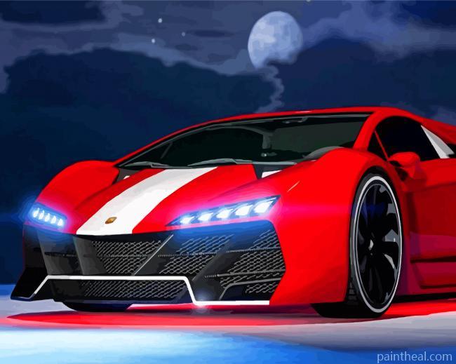 Red Lamborghini Zentorno Painting By Numbers Kits
