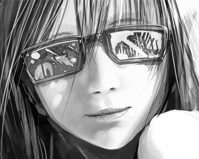 Black And White Girl With Glasses Painting By Numbers Kits