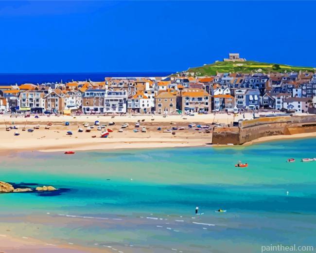St Ives Bay Harbor Beach Painting By Numbers Kits
