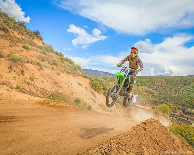 Light Green Dirt Bike Painting By Numbers Kits