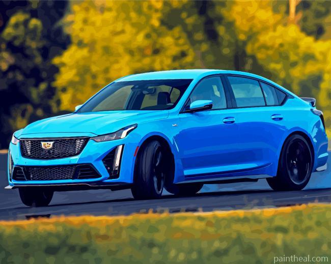Blue Sport Cadillac Car Painting By Numbers Kits