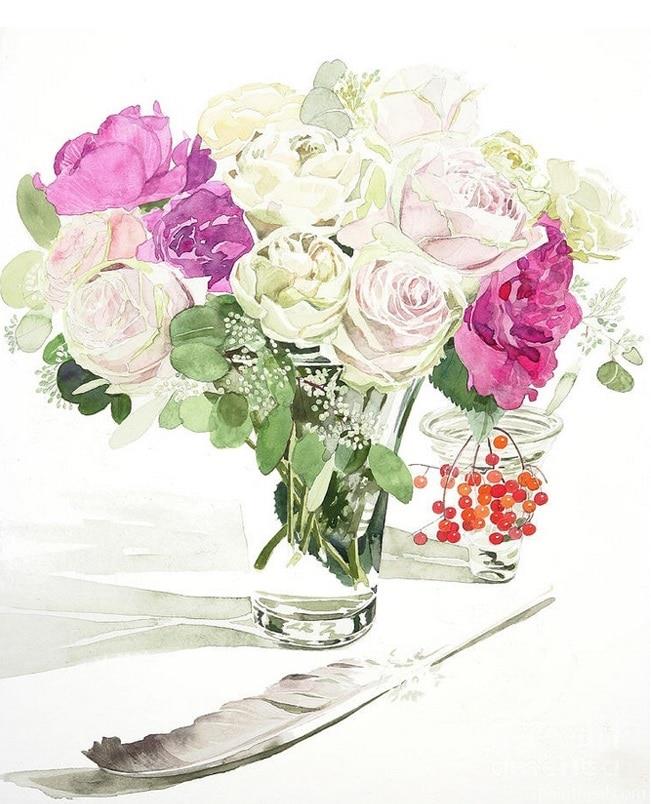 Roses Flowers In Vase Painting By Numbers Kits