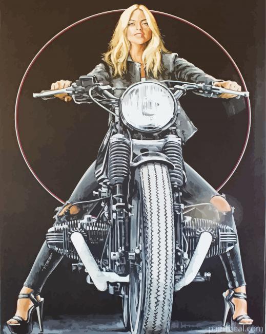 Cool Woman On Motorcycle Painting By Numbers Kits
