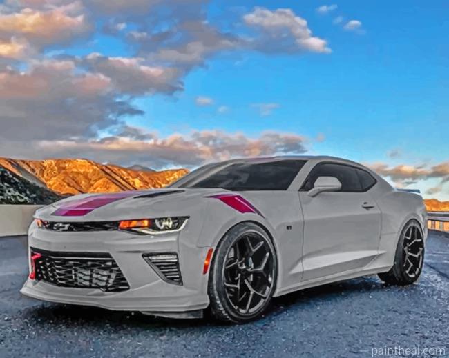 White And Red Camaro Painting By Numbers Kits