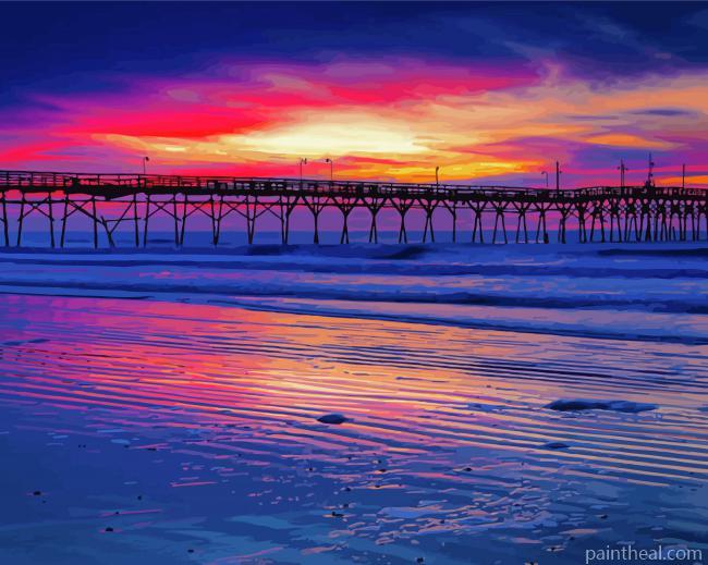Sunset At Ocean Isle Beach Painting By Numbers Kits