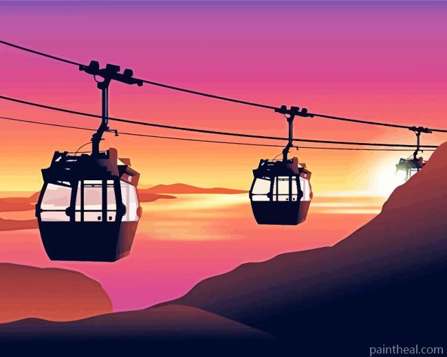 Cable Car At Sunset Painting By Numbers Kits