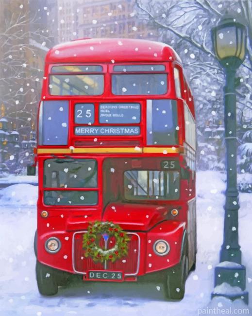 Christmas London Bus Painting By Numbers Kits