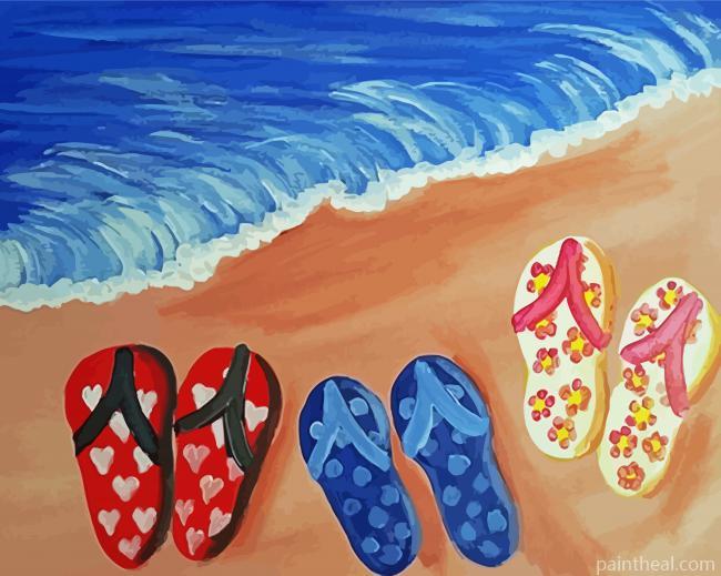 Aesthetic Flip Flop Beach Painting By Numbers Kits