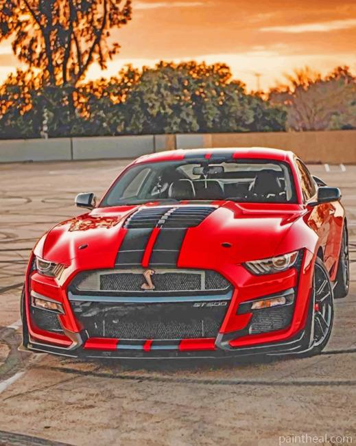 Red Ford Mustang Cobra Painting By Numbers Kits