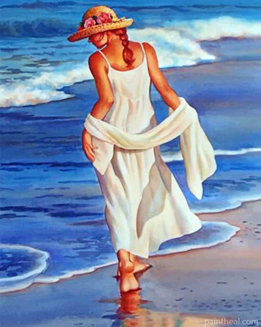 Lady On The Beach Women Painting By Numbers Kits