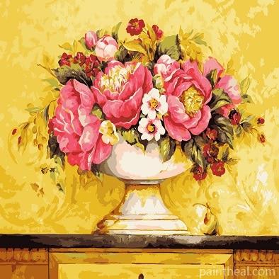 Pink Peonies Vase Painting By Numbers Kits