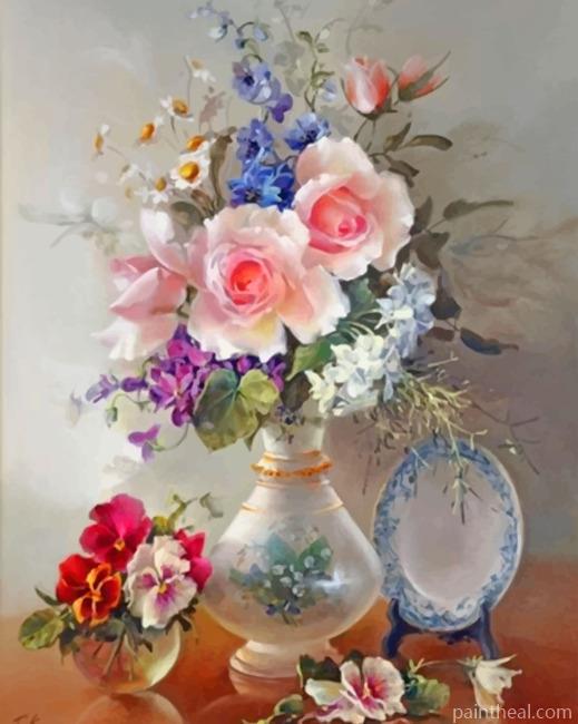 Vintage Flowers Painting By Numbers Kits