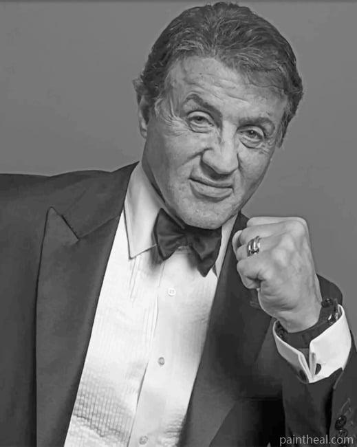 Sylvester Stallone Black and White Painting By Numbers Kits