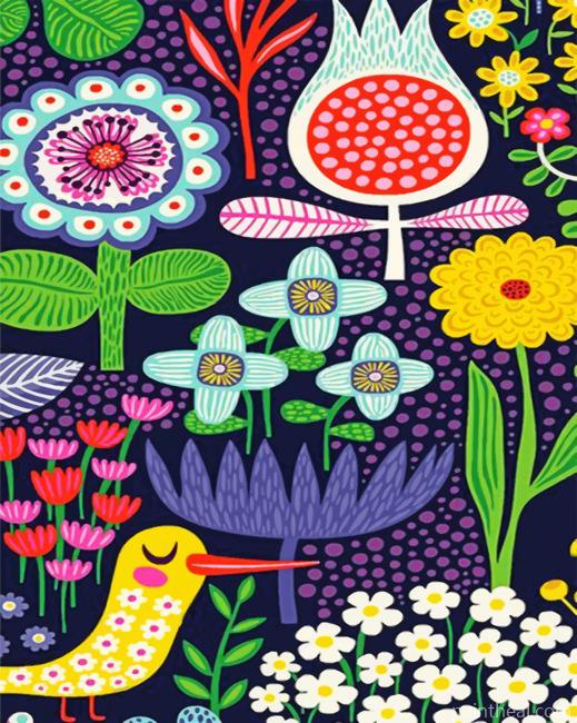 Folk Art Flowers And Birds Painting By Numbers Kits
