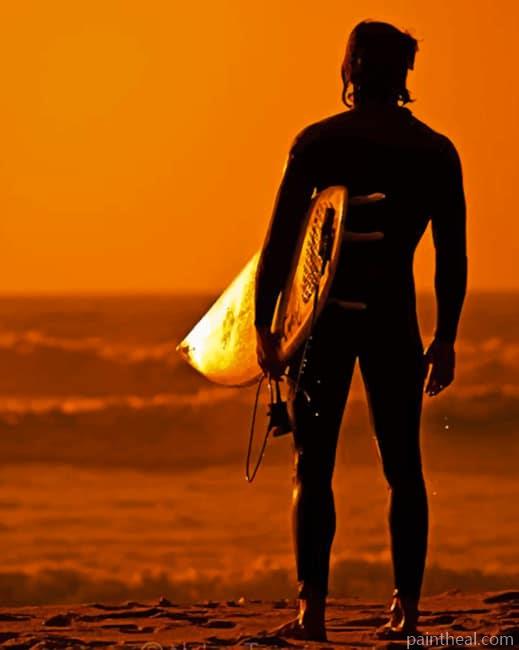 Surfer In Beach At Sunset Painting By Numbers Kits