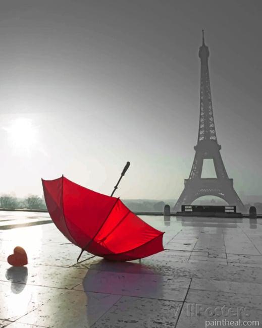 Red Umbrella In Paris NEW Painting By Numbers Kits