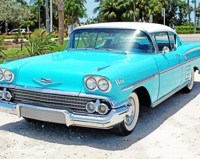 Blue 1958 Chevy Bel Air Painting By Numbers Kits