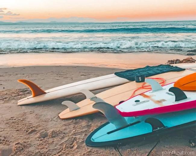 Surf Boards Seascapes Painting By Numbers Kits