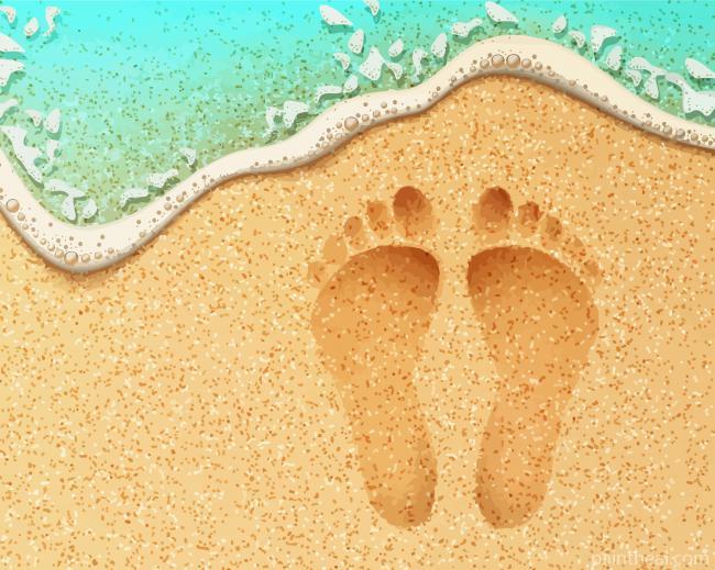 Beach Footsteps In The Sand Painting By Numbers Kits
