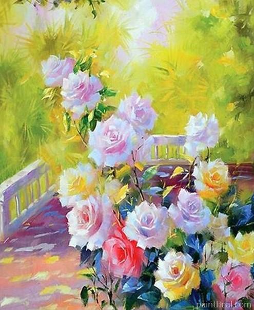 Garden Hybrid Roses Painting By Numbers Kits